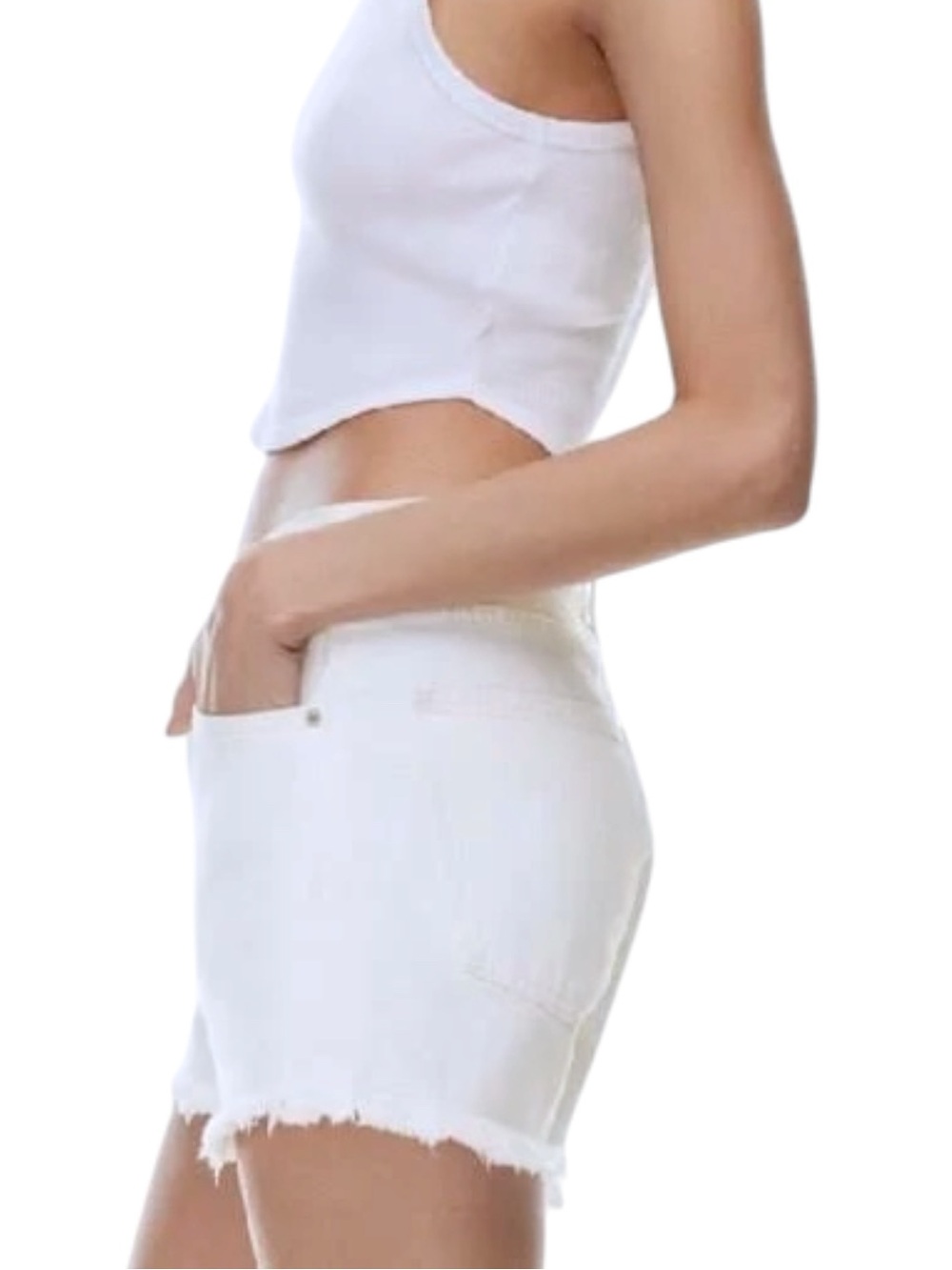 Denim Forum White Joni High Rise Cut Off Denim Jean Shorts (24)